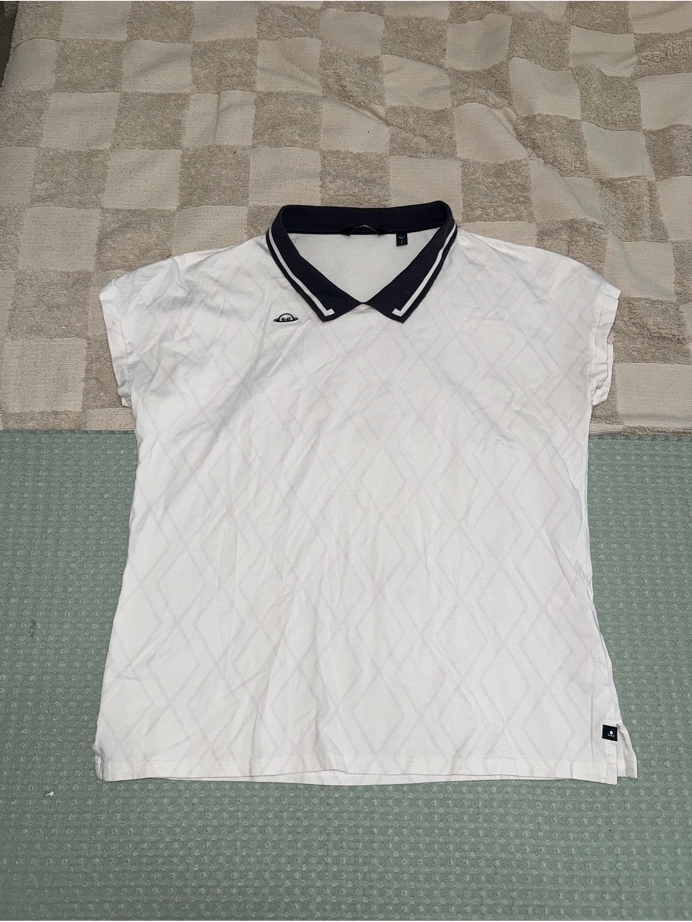 Radmor Womens Karley Deco Diamond Polo White Sleeveless Golf Shirt Large